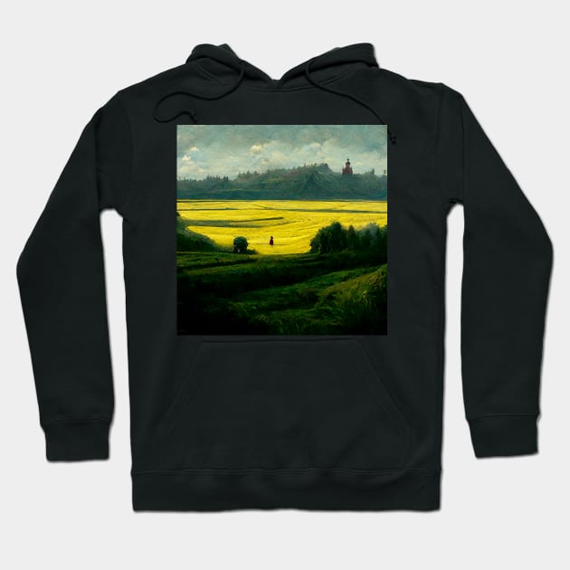 Peaceful Yellow Field | Stand Alone Hoodie by Kazaiart